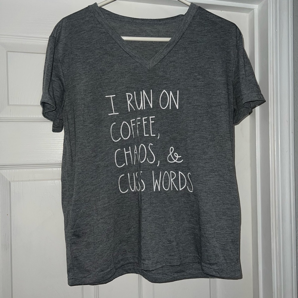 Gray Graphic V-Neck T-Shirt